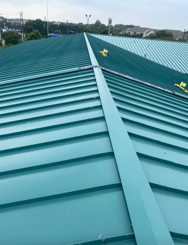 Green commercial metal roof ridge and valley for Metal Roof Repair in Grayslake